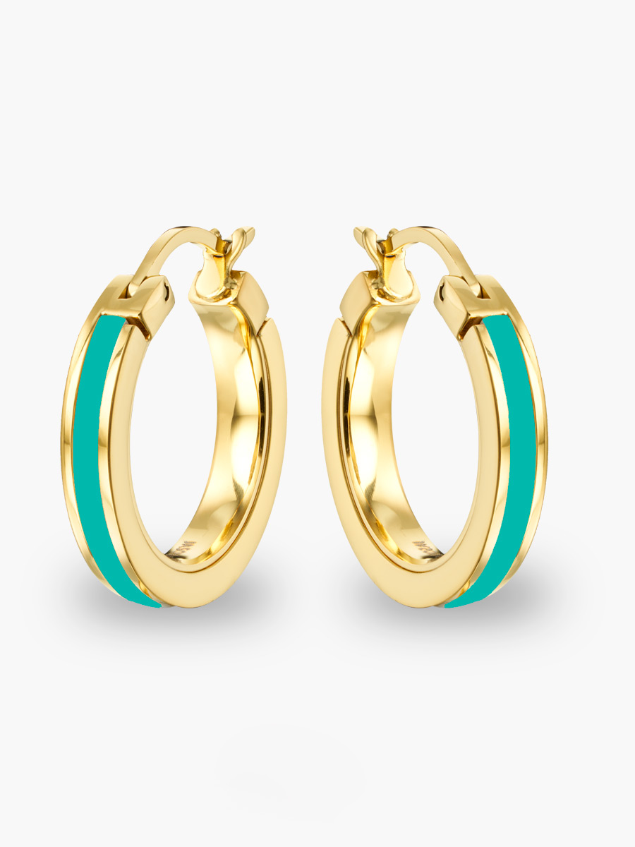Aretes Argolla Jason Hyde Wewa Individuales Turquesa Acero Laminado Acero Inoxidable / Laminado en Oro 18K