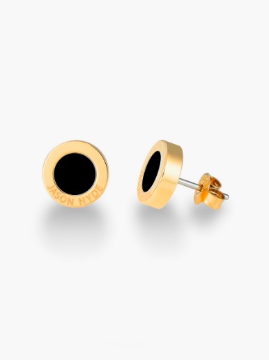 Aretes Jason Hyde Chip Negro Océano | Acero Inoxidable / Laminado en Oro 18K