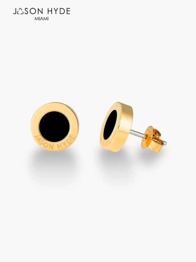 Aretes Jason Hyde Chip Negro Océano | Acero Inoxidable / Laminado en Oro 18K