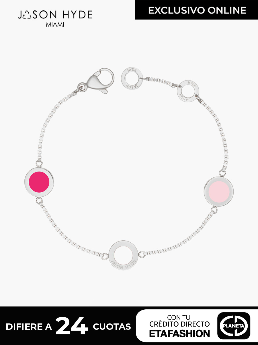 Pulsera Jason Hyde Plata Trio Frambuesa Océano , Blanco y Rosa Claro | Plata de Ley 925
