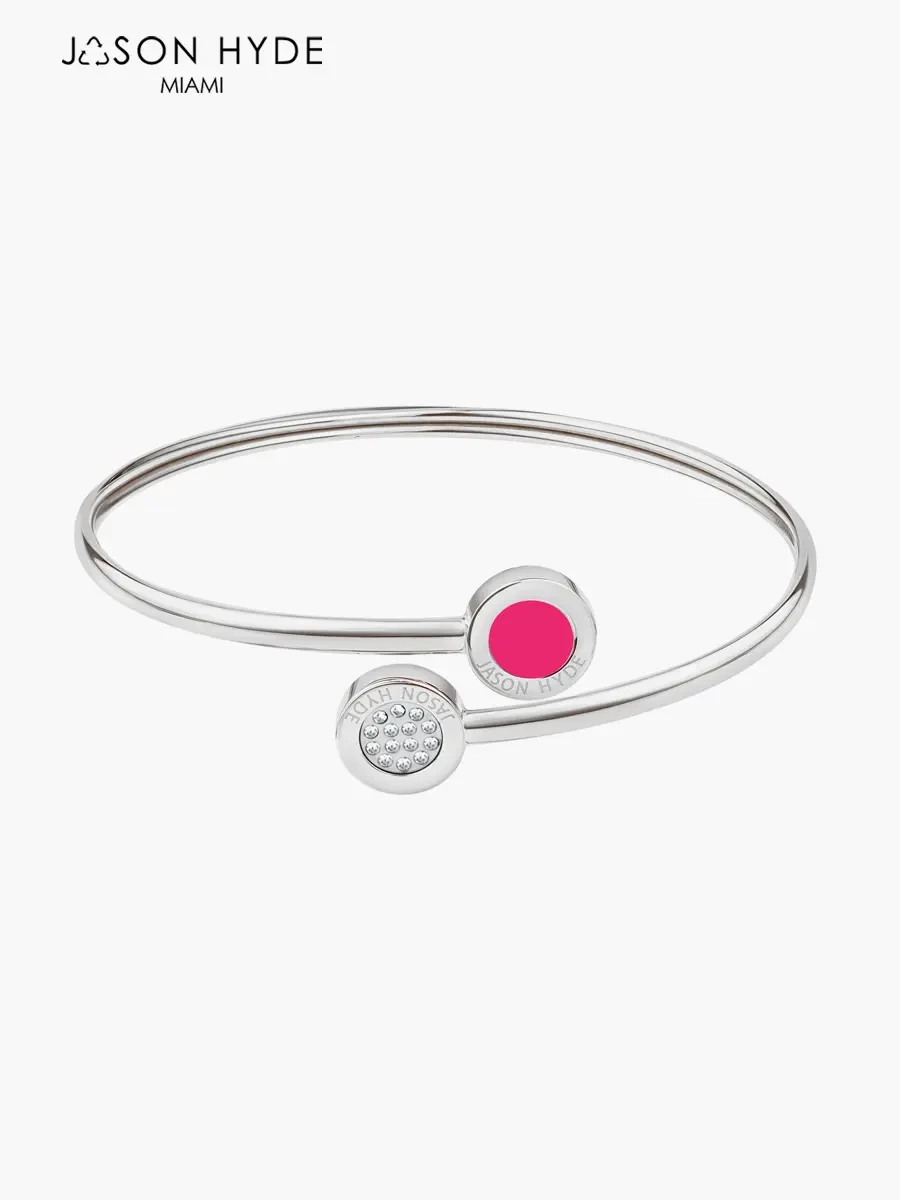Brazalete Jason Hyde Frambuesa Océano y Chips Pave | Acero Inoxidable