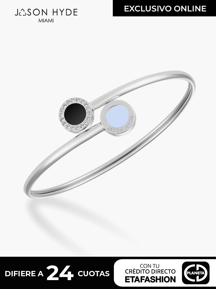 Brazalete con Circones Jason Hyde | Blanco y Negro | Acero Inoxidable
