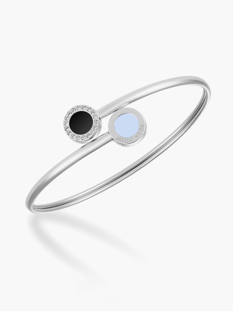 Brazalete con Circones Jason Hyde | Blanco y Negro | Acero Inoxidable