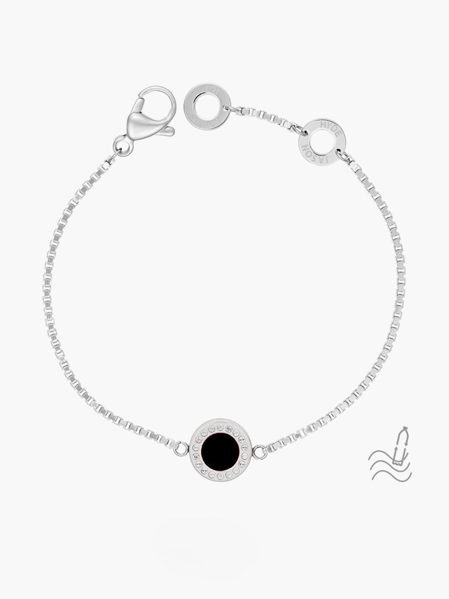 Pulsera Con Circones Jason Hyde Plata Ley 9.25 Color Negro