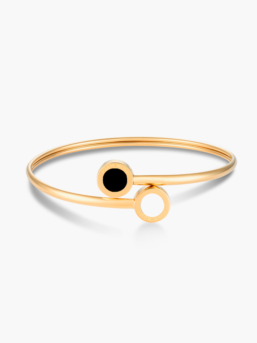 Brazalete Jason Hyde Océano Chips Blanco y Negro | Acero Inoxidable / Chapado en Oro 18K