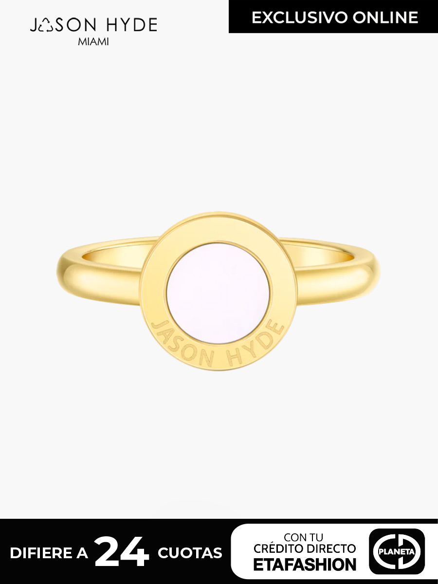 Anillo Jason Hyde Chip Blanco Océano | Acero Inoxidable / Laminado de Oro 18K | Talla 7.5