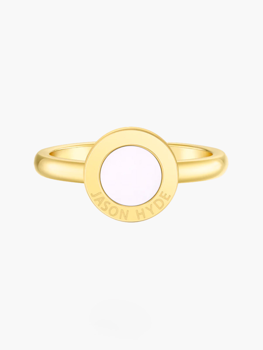 Anillo Jason Hyde Chip Blanco Océano | Acero Inoxidable / Laminado de Oro 18K | Talla 7.5