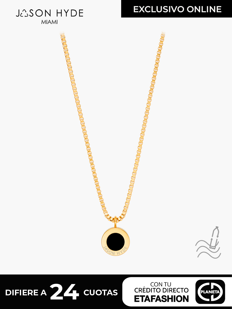 Collar Jason Hyde Chip Negro Océano | Plata de Ley 925 / Baño de Oro 18K