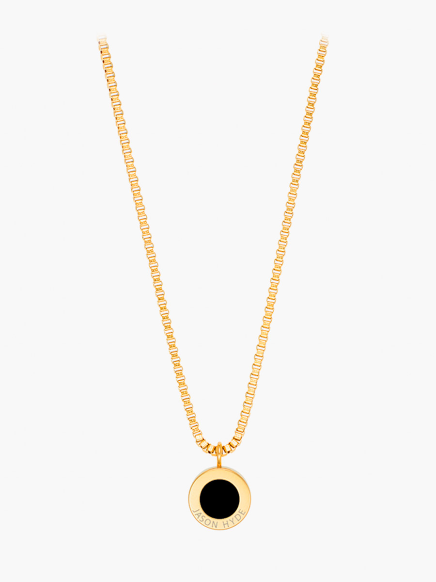 Collar Jason Hyde Chip Negro Océano | Plata de Ley 925 / Baño de Oro 18K