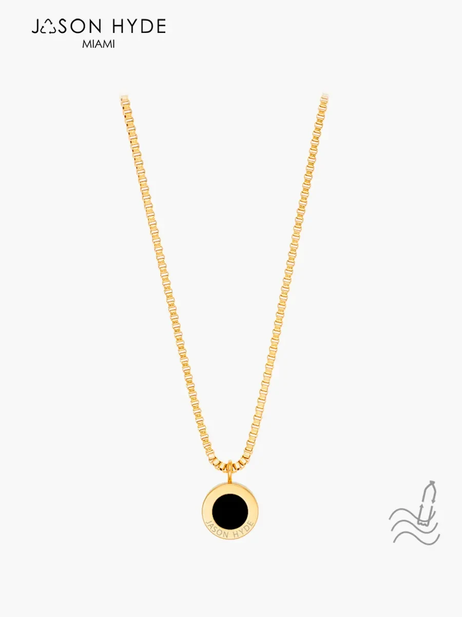 Collar Jason Hyde Chip Negro Océano | Plata de Ley 925 / Baño de Oro 18K