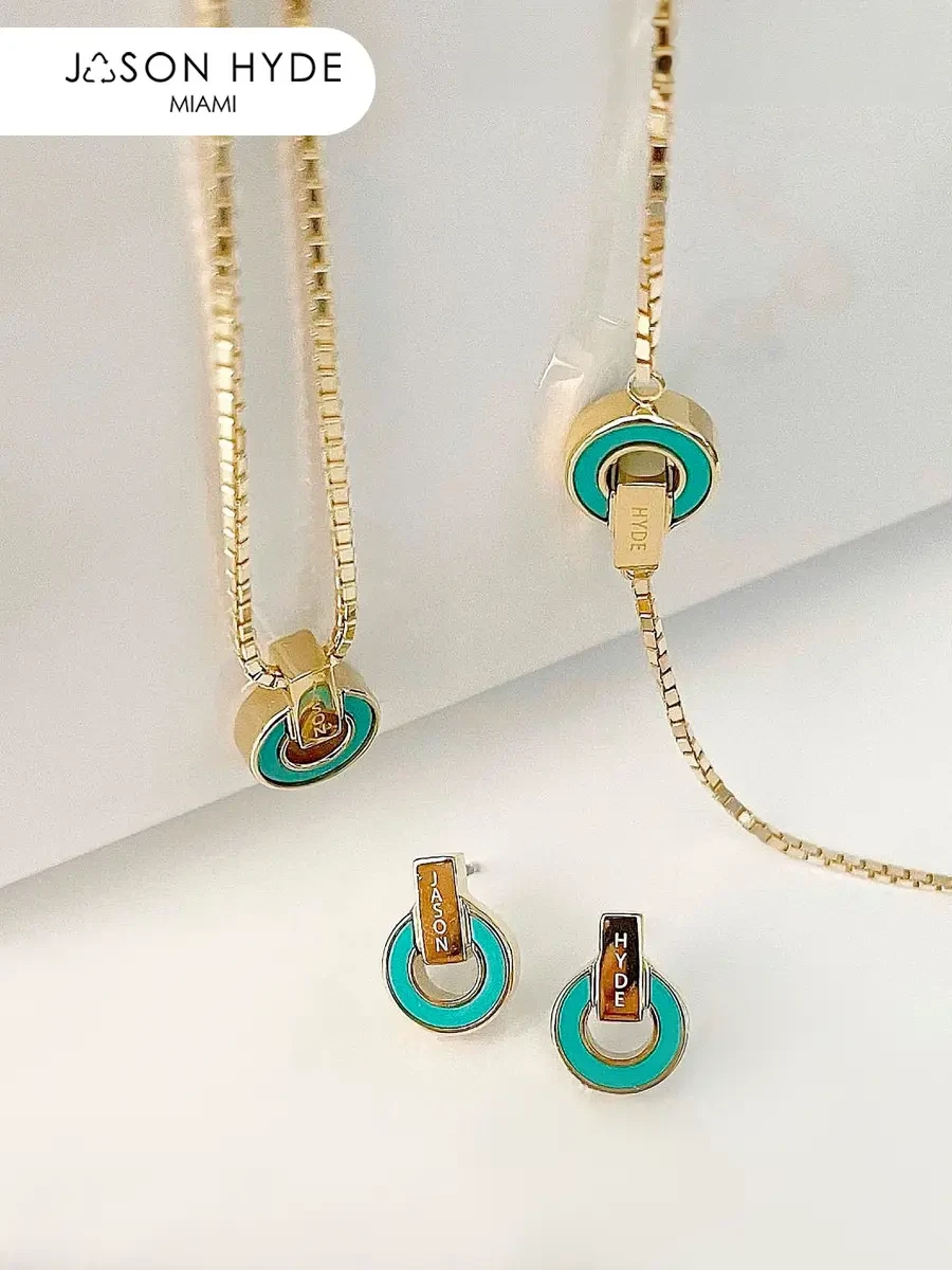 Set Jason Hyde Océano Turquesa | Plata Ley 925 con Laminado de Oro de 18K