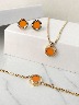 Set Jason Hyde Acero Océano Naranja con circones | Plata Ley 9.25 con Laminado de Oro de 18K