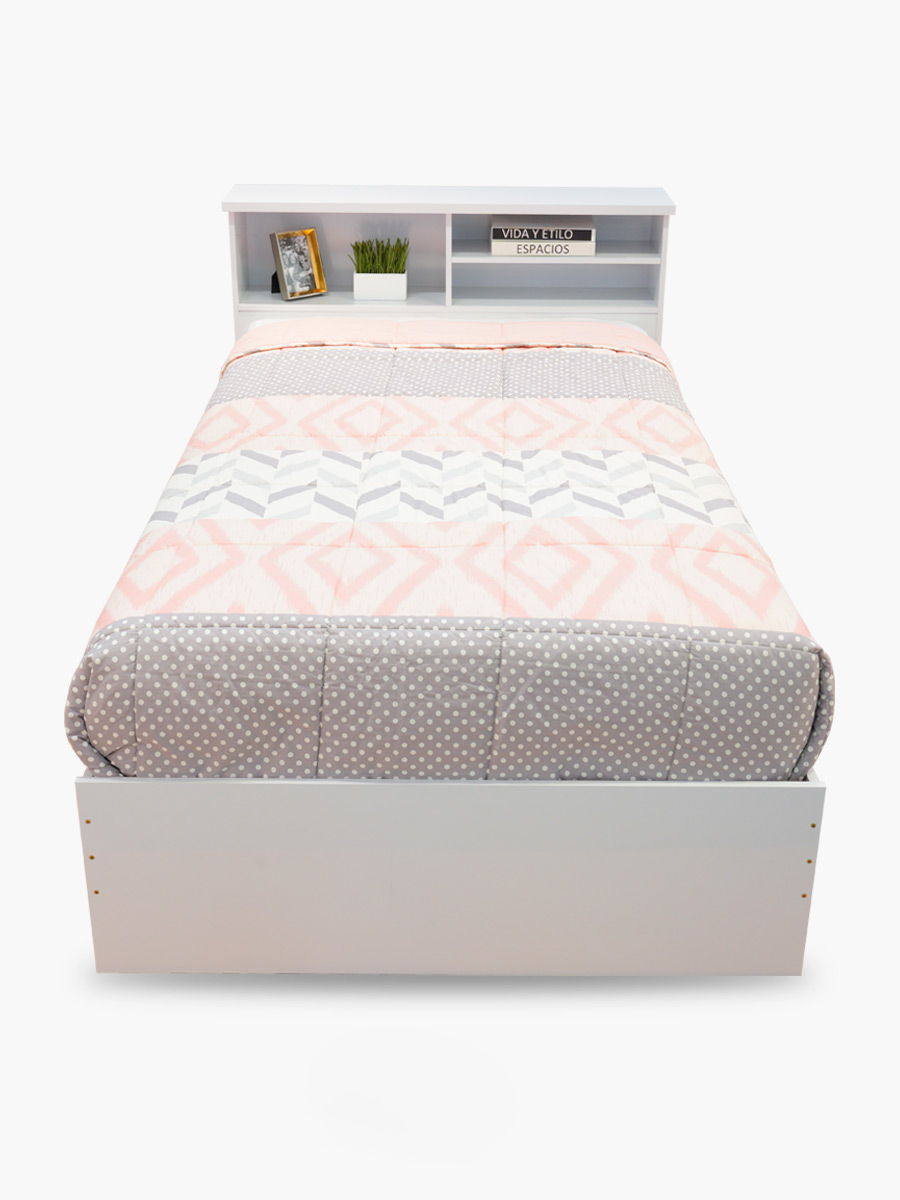 Cama Marisol Muebles el Bosque 1 ½ Plaza | Blanco