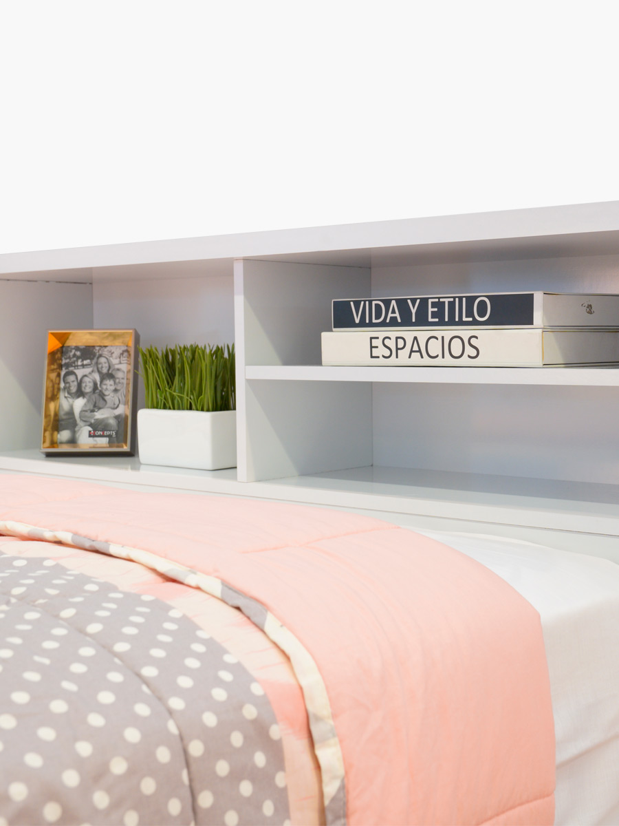 Cama Marisol Muebles el Bosque 1 ½ Plaza | Blanco