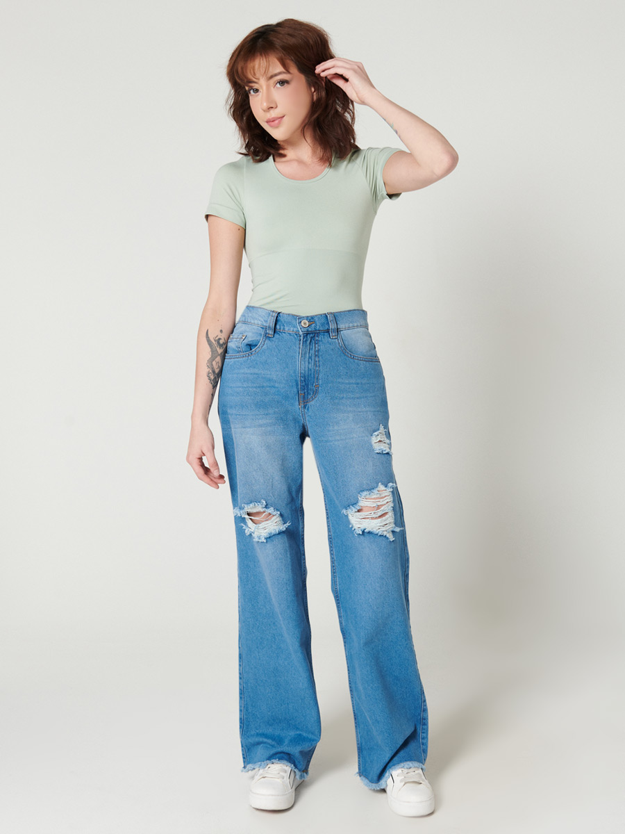 Jean Palazzo con rotos - Just Jeans
