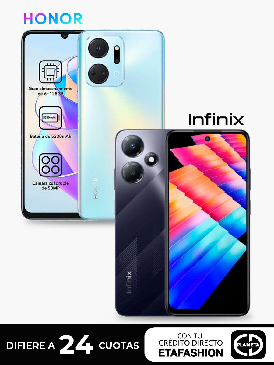 Combo Celular Honor X7A 128GB + Infinix HOT 30 256GB