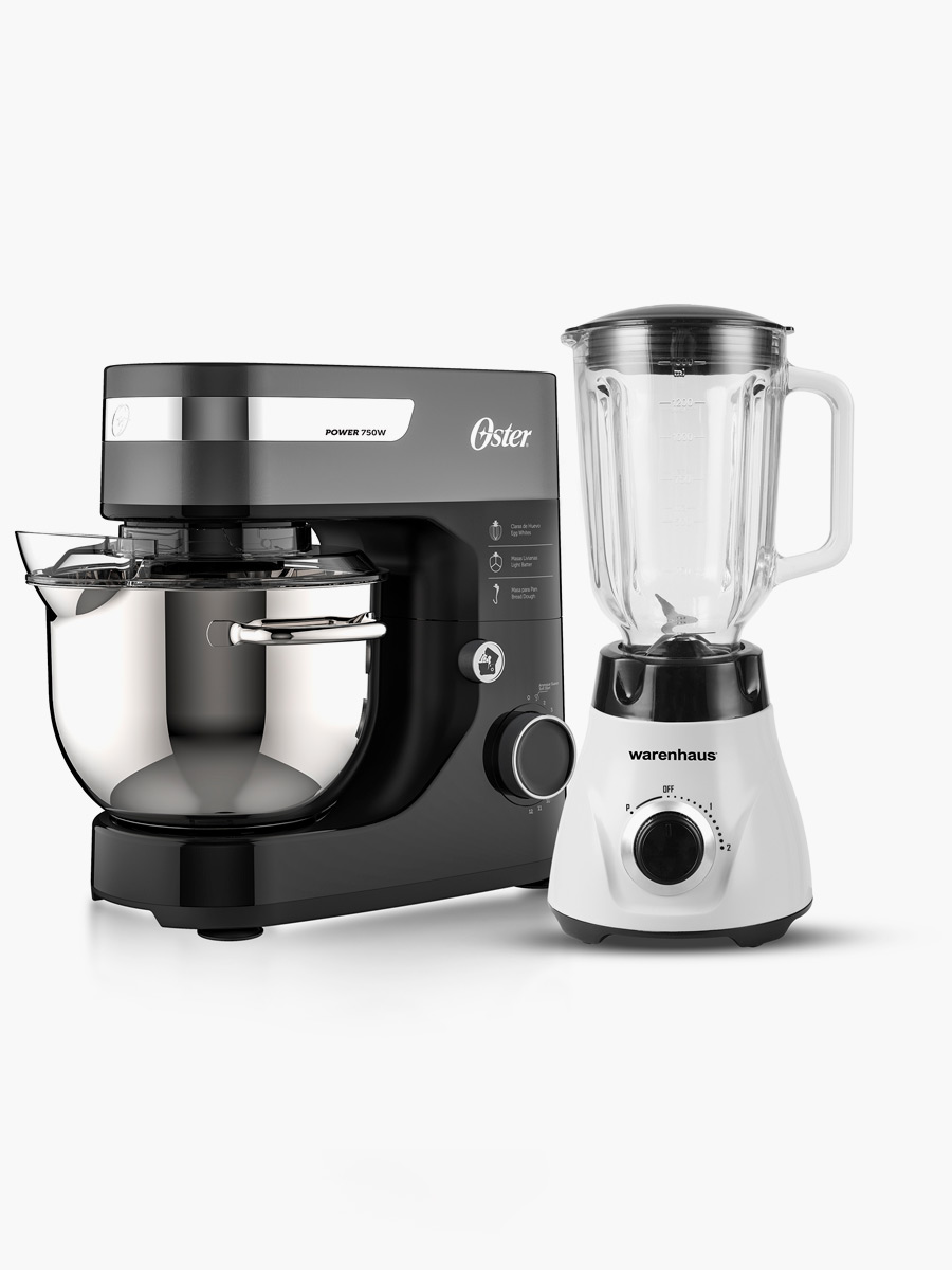 Combo Batidora Oster de Pedestal Planetaria 750 W + Licuadora Warenhaus 1.5 Lts