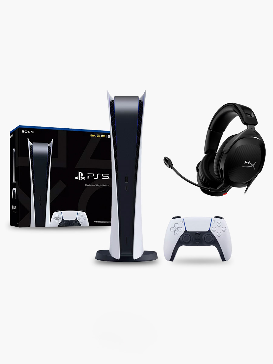 Play Station 5 Digital 825GB + Audífonos Hiperx | Blanco