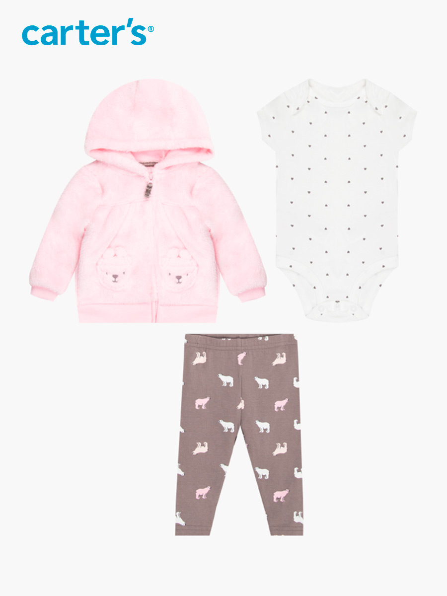 Carter's - Set 3 piezas Bear Chompa + Body + Pantalón