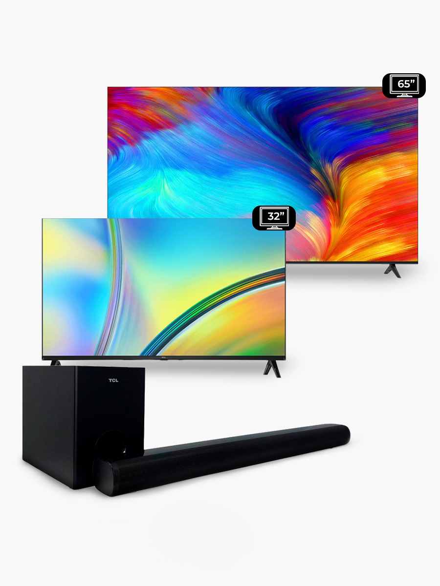 Combo TCL Smart Tv 65" L65P635 + Smart Tv 32" 32S5400AF + Barra de sonido