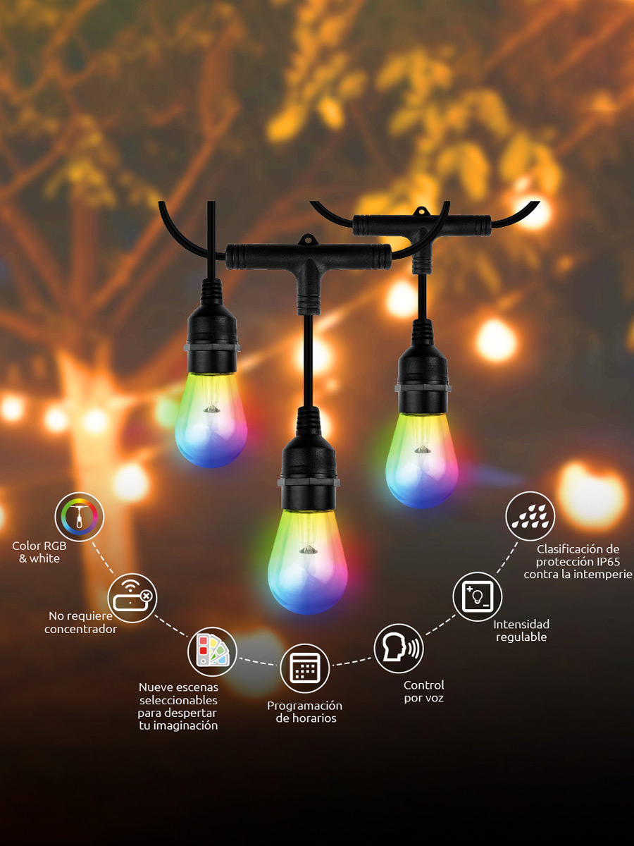 Guirnalda de luces inteligente Nexxt con conexión Wi-Fi