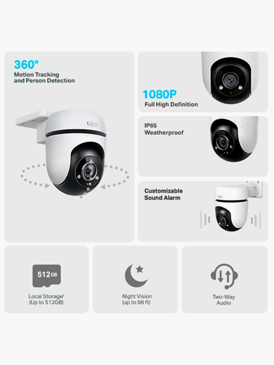 Cámara de Seguridad Tapo C500 TP-Link para exterior con rotación 360°