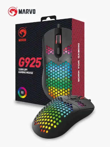 Mouse Marvo G925 Gaming Sensor óptico 12.000 DPI Wires USB | Negro