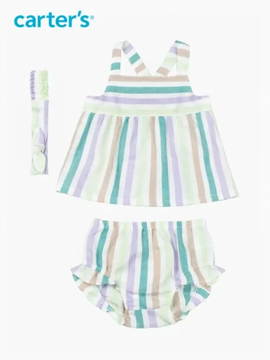 Carter's - Set Pack X3 Blusa + Protector de Pañal + Cintillo