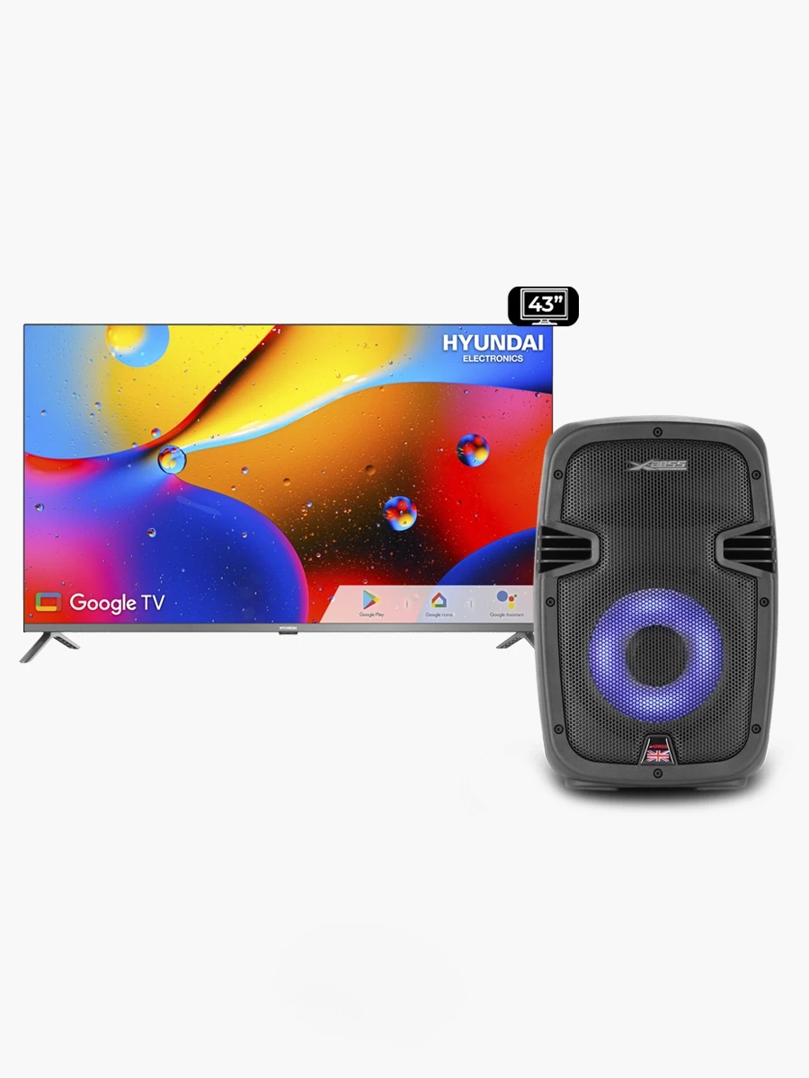 Combo Smart TV HYUNDAI 43" Google TV + Parlante XBOSS BD-8000