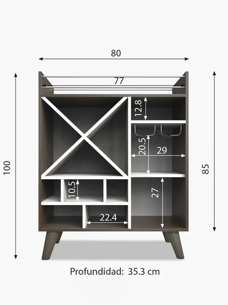 Bar Albania Mueble Fácil | Alaska / Nogal Oscuro