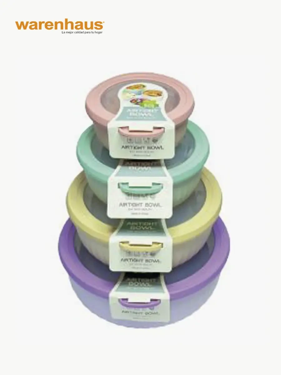 Set de Herméticos Circulares Warenhaus con Tapa y Válvula 4 Piezas