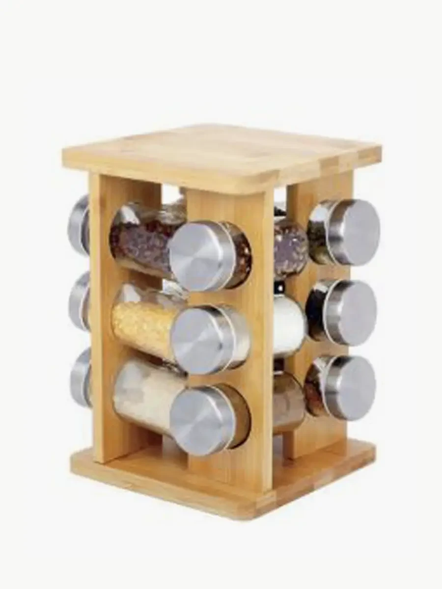 Set de Contenedores de Vidrio Warenhaus con Base de Bambú M35989 | 12 Piezas