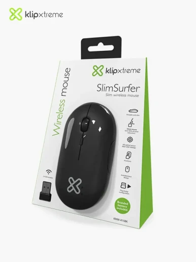 Mouse Inalámbrico Klip Xtreme Slim Surfer | Negro