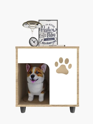 Velador con cama para Mascotas Mueble Fácil Nilo | Amaranto/ Blanco