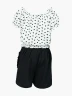 Conjunto de blusa y falda short con estampado de corazones