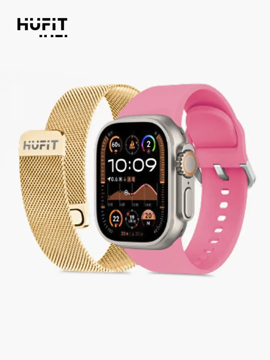 SmartWatch Hufit Doble Correa | Silicón Metal - Rosa Dorado