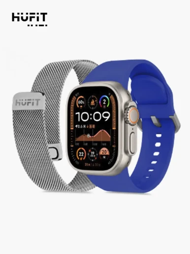 SmartWatch Hufit Doble Correa | Silicón Metal - Azul Plateado