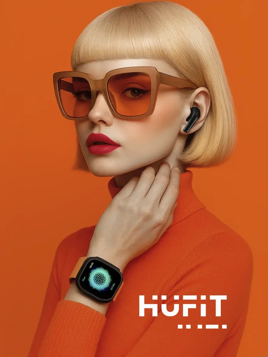 SmartWatch Hufit Doble Correa | Silicón Metal - Naranja Negro