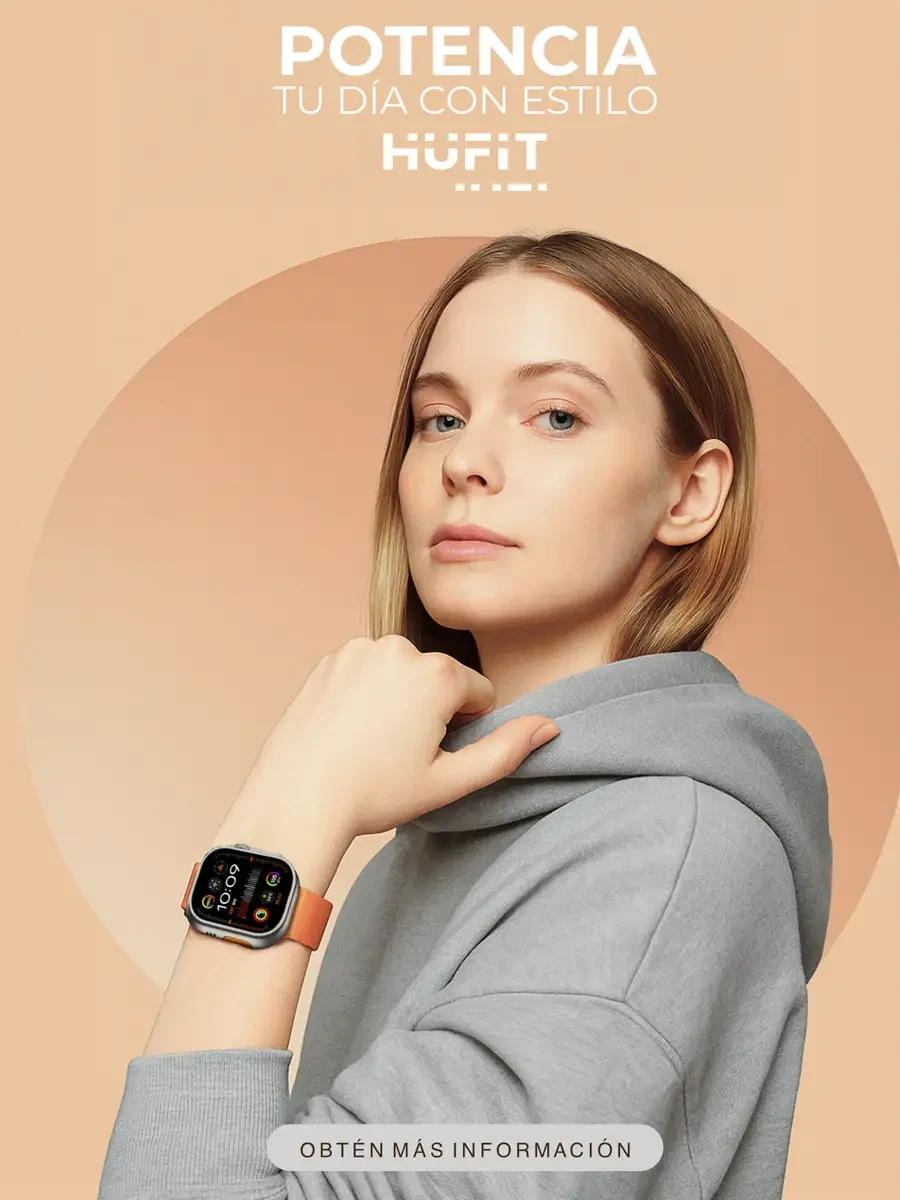 SmartWatch Hufit Doble Correa | Silicón Metal - Naranja Negro