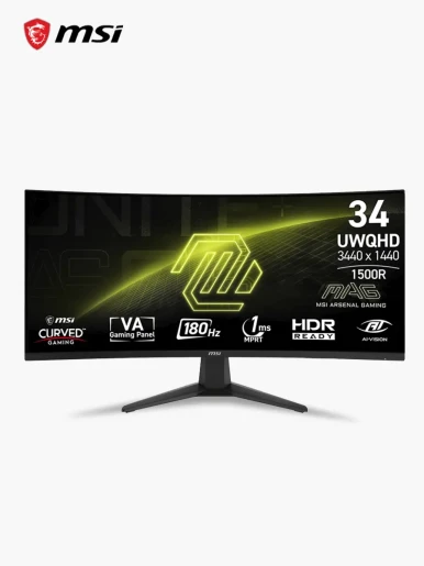 Monitor MSI 34″ MAG 346CQ - Curvo Gamer UWQHD 180 Hz | Negro