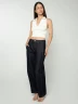Pantalon denim wide leg costuras