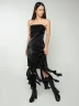 Vestido Strapless Satinado Con Tiras - Navigare