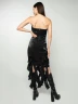 Vestido Strapless Satinado Con Tiras - Navigare